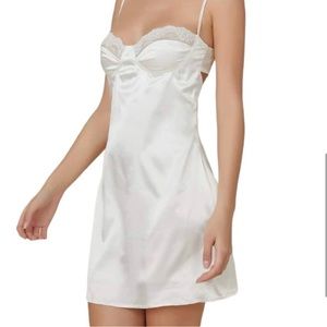 12th tribe white satin mini dress